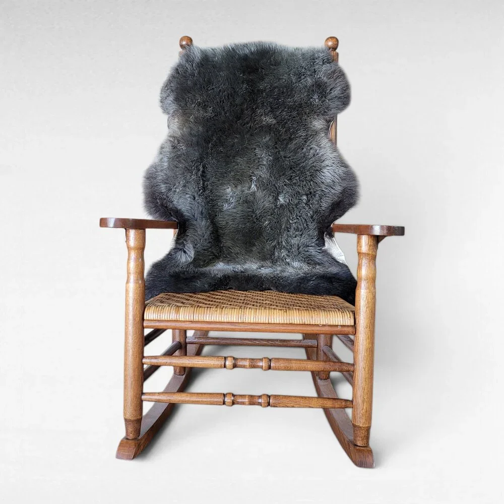 Genuine Swedish Sheepskin Rug Natural Steel Gray Rare Color Pelt Throw 48